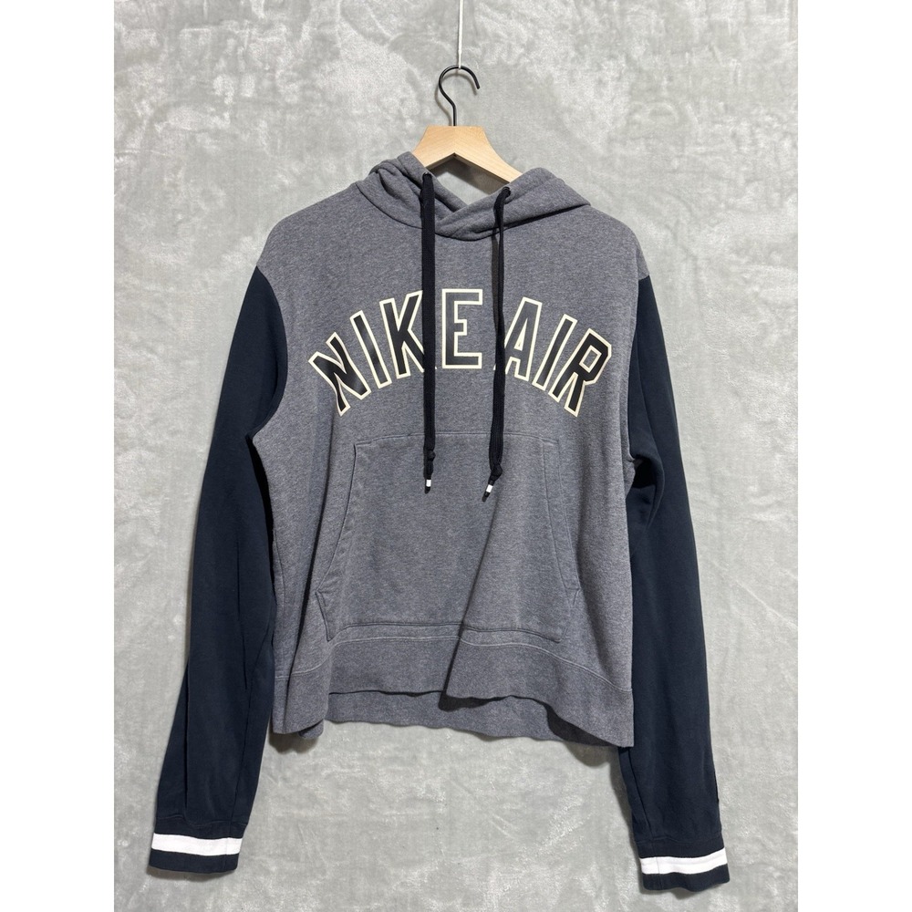 Nike Air Spellout Hoodie Men's M Gray Colorblock Logo Hooded Drawstrings Y2K - Picture 1 of 7